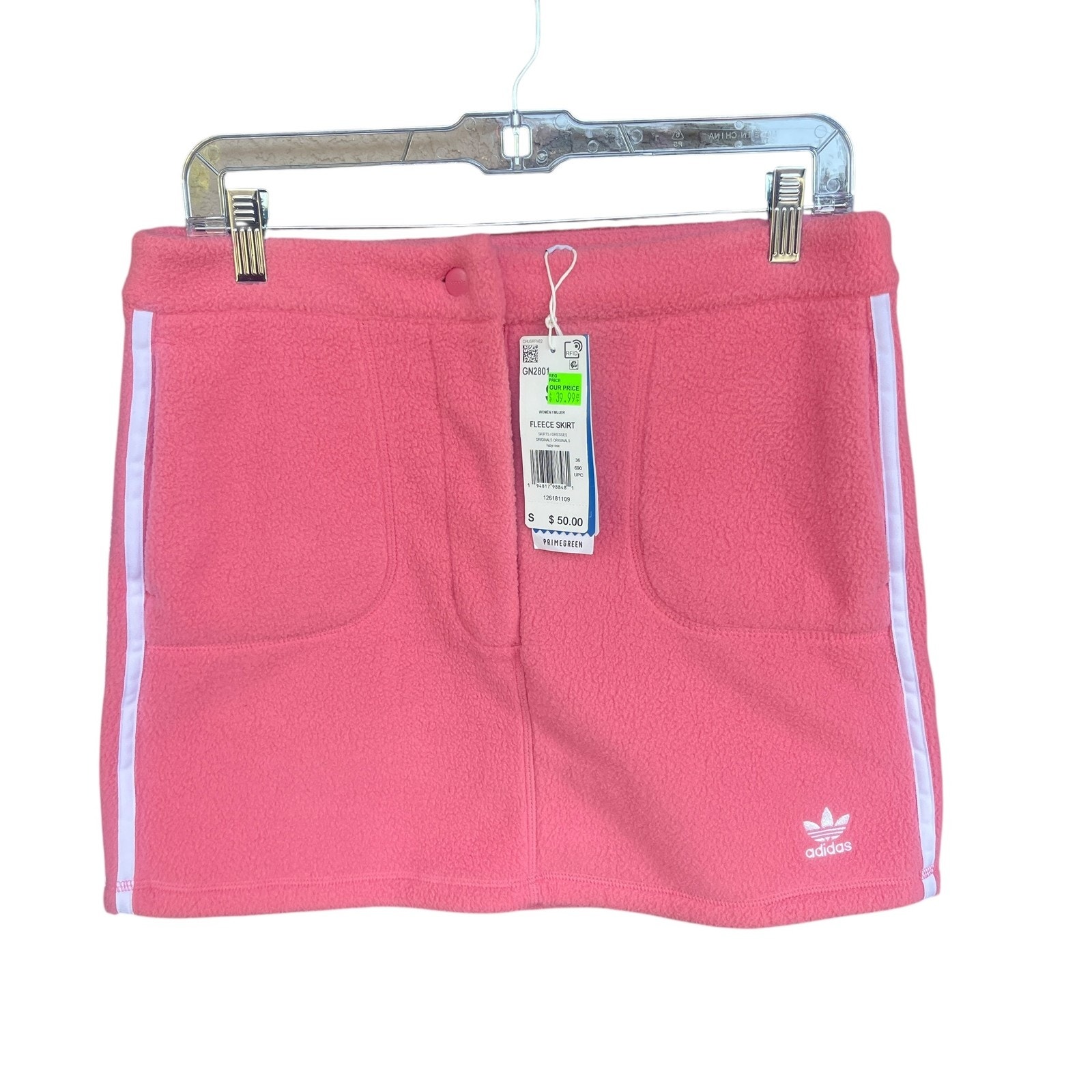 Adidas Fleece Skirt Womens Small Pink Hazy Rose Originals Primegreen New Nwt